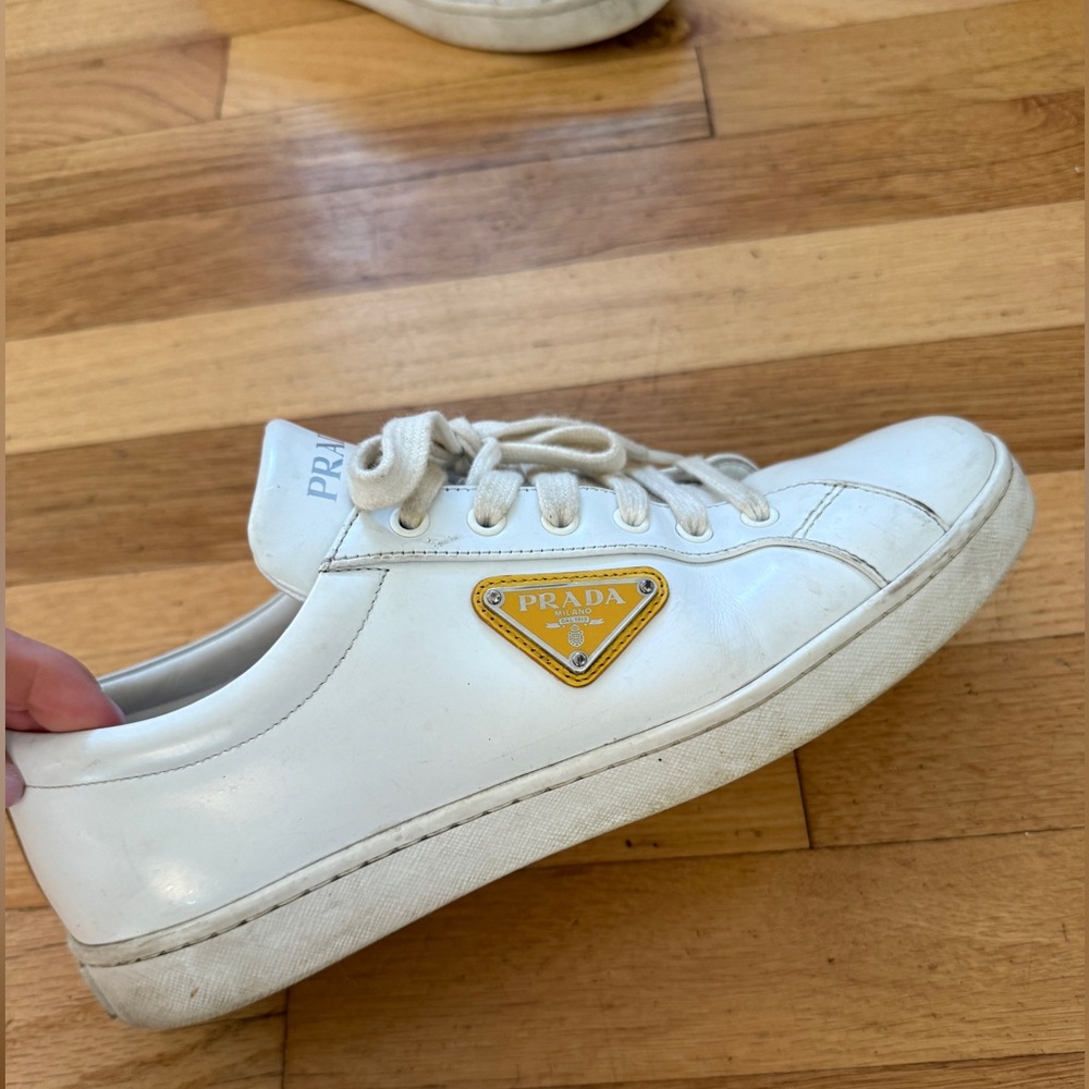Prada White and Gold Women's Sneakers